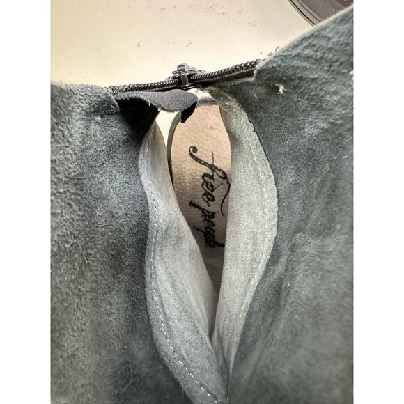 Free People Golden Read Peep Toe Leather Boots Dark Gray Sz 38 / 8 US - Picture 12 of 13